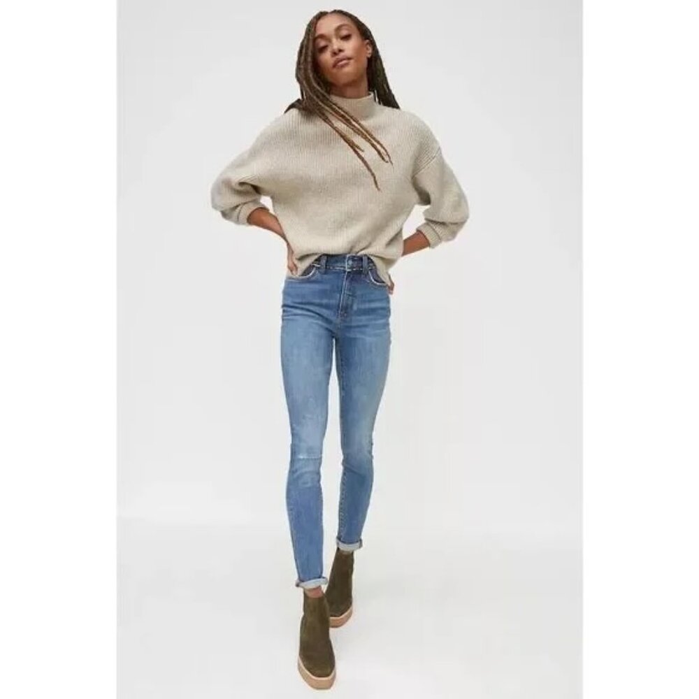 Anthropologie Pilcro High-Rise Leopard-Trimmed Skinny Jeans Size 27P